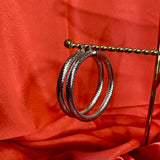 Twisted Texture Hoops-Silver